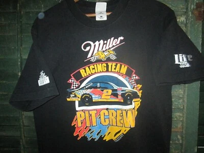 MILLER RACING TEAM PIT CREW Vtg 90s Rusty Wallace 1996 high life NASCAR t shirt - Image 1 of 4