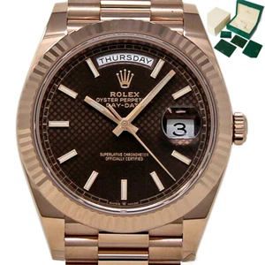 Rolex New Day-Date 228235 40mm Chocolate Motif Rose Gold B/Paper/Warranty #RL563 - Picture 1 of 5