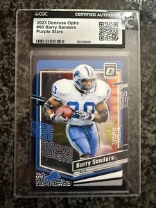 2023 Panini Donruss Optic Barry Sanders Purple Stars #/15 #60 CGC Auth - Picture 1 of 2