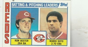 SPEDIZIONE GRATUITA-COME NUOVO-1984 Topps #756 Mario Soto / Ron Oester - Reds Leaders - Foto 1 di 1