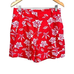 Pantaloncini Joie misto lino plissettati con polsini vita alta floreali nuovi senza etichette taglia 8 - Foto 1 di 10