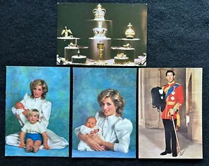 Lot 4 British Royal Postcards King Charles Princess Diana Prince William & Harry - Picture 1 of 4