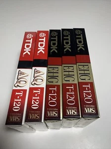 Nuevo y sellado TDK Blanco VHS HS T-120 Cintas Paquete de 5 SELLADAS3-EHG 2 AQ - Imagen 1 de 3