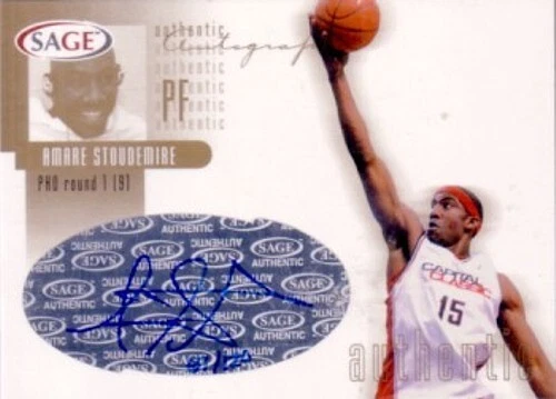 Tarjeta dorada SAGE 2002 firmada automáticamente autografiada certificada Amare Stoudemire #67/120 Foto 1 de 1