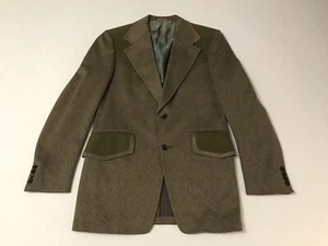 Vintage Western Yoked Sport Coat Blazer Mens 38R Olive Green Brown Rockabilly - Picture 1 of 22