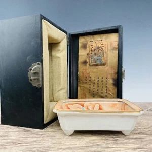 7.0" old antique song dynasty ru porcelain gilt famille rose square brush wash - Picture 1 of 9