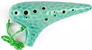 TNG Ocarina Instrument Alto C Key AC 12 Holes Emerald with Strap Glazed Finish - Picture 1 of 9