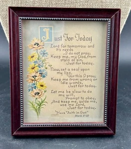 Vintage Framed Buzza Motto "Just For Today" - Picture 1 of 7