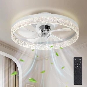 Modern Fan Lights Flush Mount LED Ceiling Light kit With Remote APP Control - Picture 1 of 14