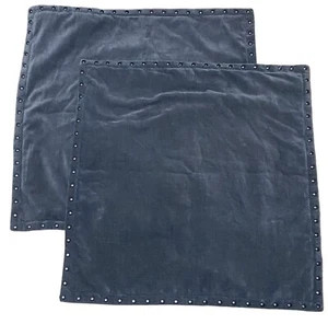 West Elm Studded Lush Velvet Pillow Cover Gray 20” Square Set Of 2 - Picture 1 of 6