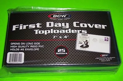 25 FUNDA PRIMER DÍA TOPLOADERS, PVC RÍGIDO, CAJA FUERTE DE ARCHIVO, 7 X 4, PARA SOBRE #6 Foto 1 de 3