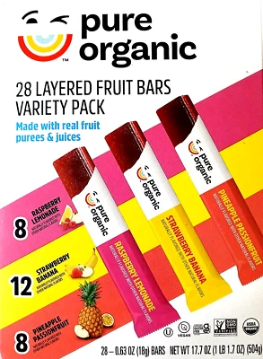 Barritas de frutas orgánicas puras en capas paquete variado 28 barras orgánicas EXP 05/2026 Foto 1 de 3