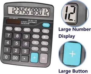 12-Digit Large LCD Display Calculator Standard Function Calculator with Solar - Picture 1 of 7