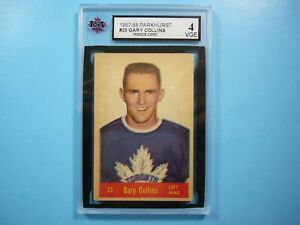 1957/58 PARKHURST NHL HOCKEY CARD #23 GARY COLLINS ROOKIE RC KSA 4 VG/EX PARKIE