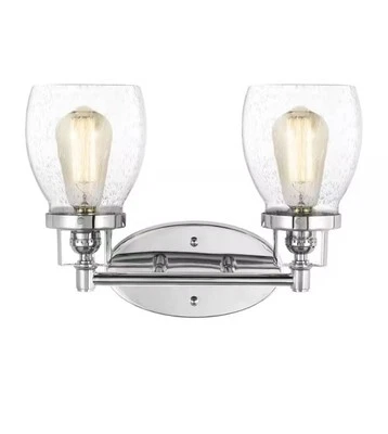 Belton 2-Light Bathroom Vanity Light in Chrome With Clear Seeded Shades - Image 1 of 4