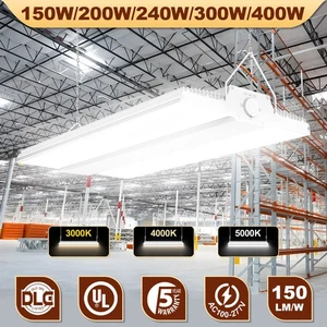 150W-400W LED Linear High Bay Light Commercial Warehouse Garage Lighting 5000K - Picture 1 of 20