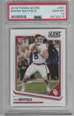 Score Baker Mayfield Rookie 2018 PSA 10 - gema como nueva RC #351 Foto 1 de 2