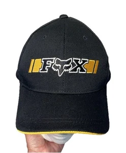 Fox Racing Snap Back Trucker Hat Dad Cap Black Gold OSFA Clean - Picture 1 of 12