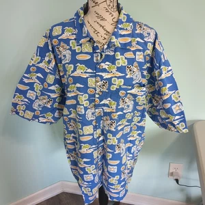 Disney Store Topolino Paperino Surf Camicia Hawaiana Uomo XL Bottoni - Foto 1 di 5
