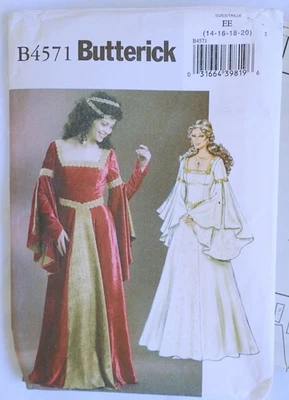 Butterick Sewing Pattern 4571 Women's Historical Renaissance Costume 14 -20 - Image 1 of 3