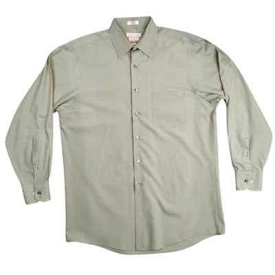 Camisa Van Heusen Para Hombre Grande Verde Calce Regular Popelina Abotonada Sin Arrugas Foto 1 de 4