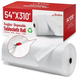 Tablecloth Cloth Cover Plastic 310 Ftx54 In Disposable White With Any Cut - Picture 1 of 9