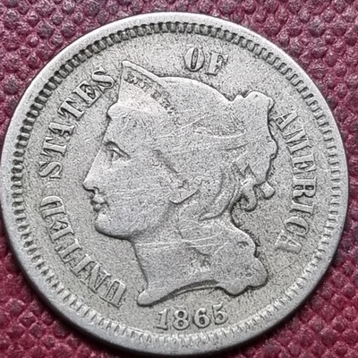 1865 Three Cent Piece 3c Nickel Circulated #96664 - Image 1 of 2