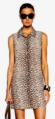EQUIPAMIENTO Mini Camisa Vestido Mujer Leopardo Lúcida 100% Seda Talla S Bolsillos Diseñador Foto 1 de 4