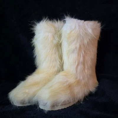 Stivali da donna vintage nuovi con etichette Donald J Pliner sportivi après-ski pelliccia di capra coniglietto neve 10 - Immagine 1 di 4