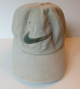 Cappello Nike Vintage Uomo Regolabile Tan Strapback Cap anni 90 Y2K Verde Swoosh Raro - Foto 1 di 12