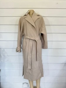 NWD ZARA Woman Manteco Beige Wool Blend W Belt Long Coat Size S 1470F *READ* - Picture 1 of 24