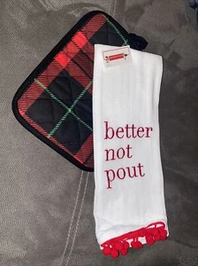 1 soporte para olla y 1 juego de toallas de cocina decoración Better No Pout Navidad - Imagen 1 de 1