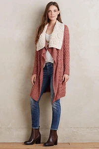 NWT Anthropologie Lilitz Cardigan, by Knitted & Knotted - Dark Orange size S - Picture 1 of 5