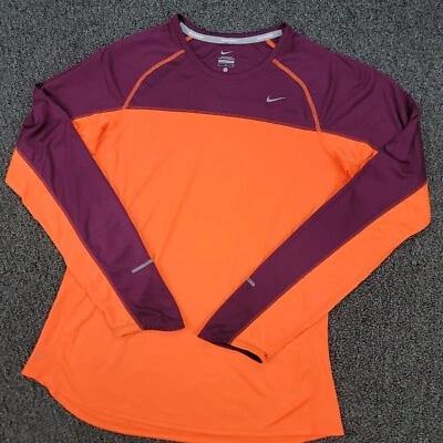 Camisa de Correr Nike Para Mujer Grande Naranja Púrpura Miler Reflectante Dri FIT Pista Usada en Excelente Condición Foto 1 de 4