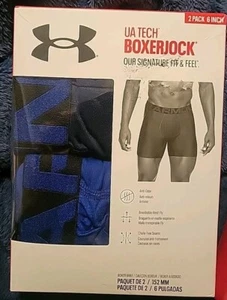 Under Armour Tech 6" Boxerjock Mens Size 5XL 2 Pack Blue Boxer Briefs Underwear - Picture 1 of 2
