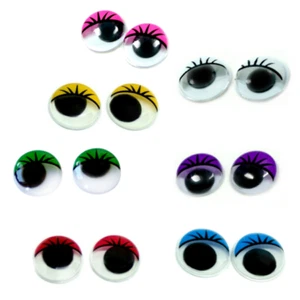 10 Wackelaugen mit bunten Wimpern 20mm zum Kleben Basteln mit Kindern - Bild 1 von 10