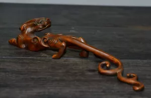 Konvolut chinesische natürliche Buchsbaum geschnitzt Drachen Statue Stiftablage Holz schöne Kunst - Bild 1 von 8