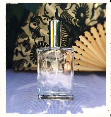 BELLA SENZA ® Flacone profumo - vuoto - forma rettangolare - 50 ml argento - ricaricabile - NUOVO