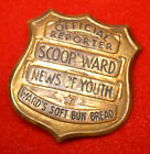 Vintage BADGE 1930s Wards Bread Scoop News Of Youth Official Reporter FREE SHIP