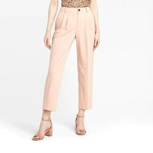 Women's Mid-Rise Straight Leg Pleated Front Trouser - a New Day - Coral - Size 6 - Picture 1 of 3