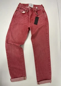 One Teaspoon Womens BRAND NEW Mom Fit Jeans Pants Size 24 Red Wash Denim - Picture 1 of 6