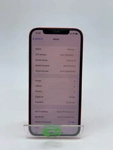 Unlocked Apple iPhone 12 64GB 16.0 RED MGHQ3VC/A Cracked Back Glass - Photo 1 sur 9
