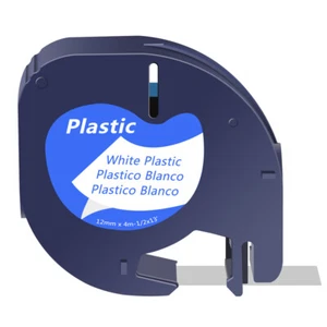 Cinta de etiqueta de plástico blanca 1 pieza para DYMO LetraTag LT100T LT100H QX50 91331 12 MM - Imagen 1 de 5