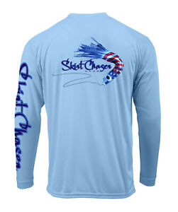 Men's USA UPF 50+ Microfiber Performance Fishing Shirt Long Sleeve Carolina Blue