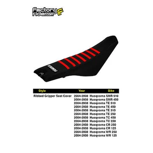 2004-2008 HUSQVARNA SMR TE TC CR WR Seat Cover Gripper ALL BLACK / RED RIBS #69 - Picture 1 of 4