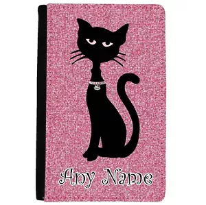 PERSONALISED POSH CLASSY CAT PRINT FAUX LEATHER UK PASSPORT COVER/HOLDER GIFT - Picture 1 of 4