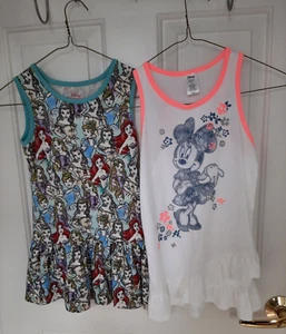 Disney girls sleeveless dresses Lot (2) Princesses and  Minnie Mouse size 4-7 - Picture 1 of 13