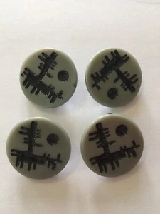 Vintage Abstract Design Gray and Black 1" Buttons Set of 4 - Picture 1 of 4