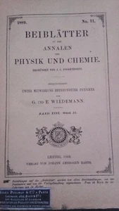 Magazine Beiblatter No. 11 Zu Den Annalen Der Physik And Chemie 1889 Leipzig - Picture 1 of 2