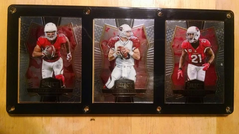 ARIZONA CARDINALS 3 CARD PLAQUE LARRY FITZGERALD KURT WARNER PATRICK PETERSON Cover